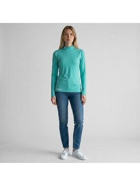 Under Armour Activewear Top Women M Medium Blue Long Sleeve High Neck Fitted